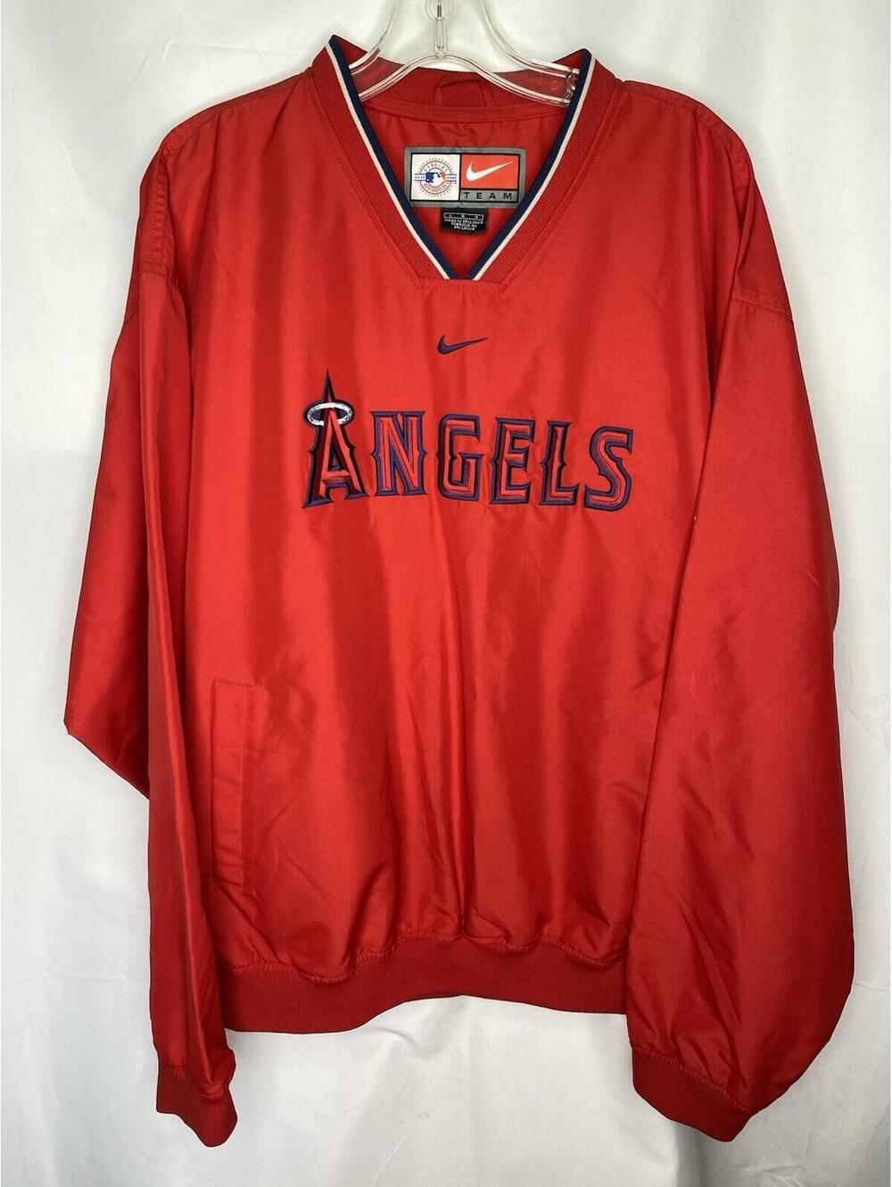 VTG NIKE Anaheim Angles Windbreaker Jacket Adult L Red Embroider Logo Baseball
